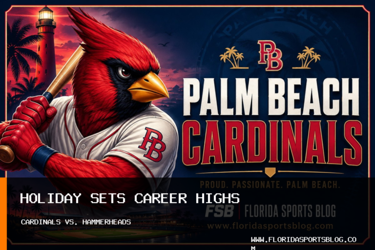 Brian Holiday Sets Career Highs as Palm Beach Cardinals Fall 2-1 to Jupiter Hammerheads featured image
