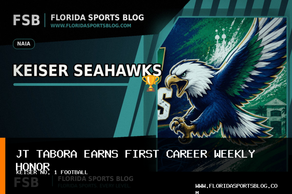 Keiser University Athletics No. 1 Football quarterback JT Tabora earns first Sun Conference weekly honor after 336-yard game featured image
