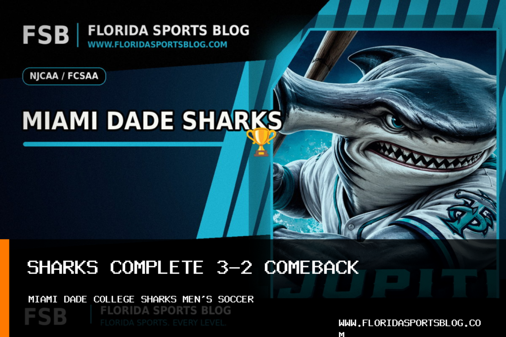 Miami Dade College Sharks men's soccer rally from two goals down to beat Dallas College Richland featured image