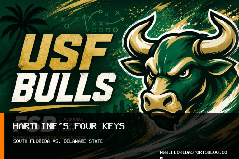 University of South Florida head coach Brian Hartline outlines four keys for South Florida Bulls football against Delaware State Hornets football featured image