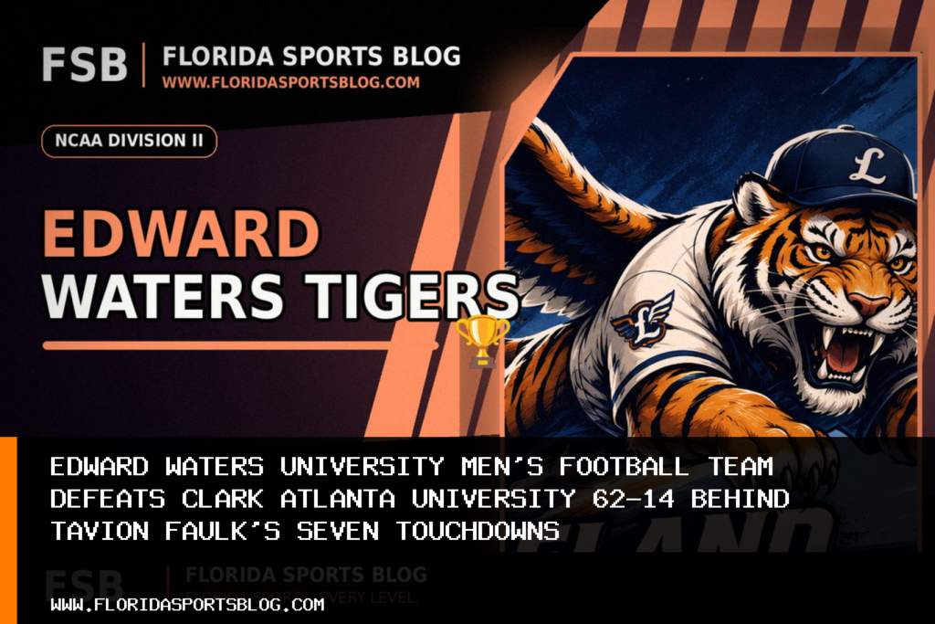Edward Waters University men's football team defeats Clark Atlanta University 62-14 behind Tavion Faulk's seven touchdowns featured image