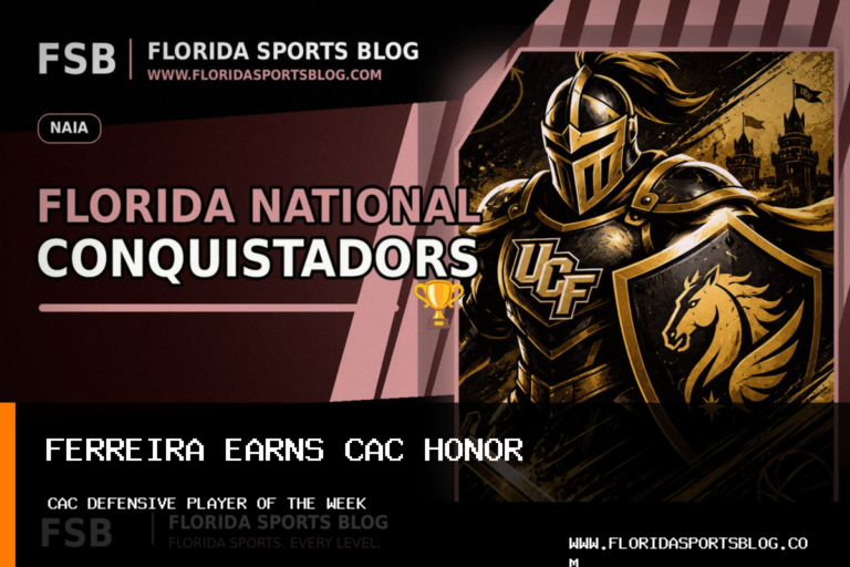 Florida National University Conquistador women's soccer newcomer Luiza Ferreira earns CAC Defensive Player of the Week featured image