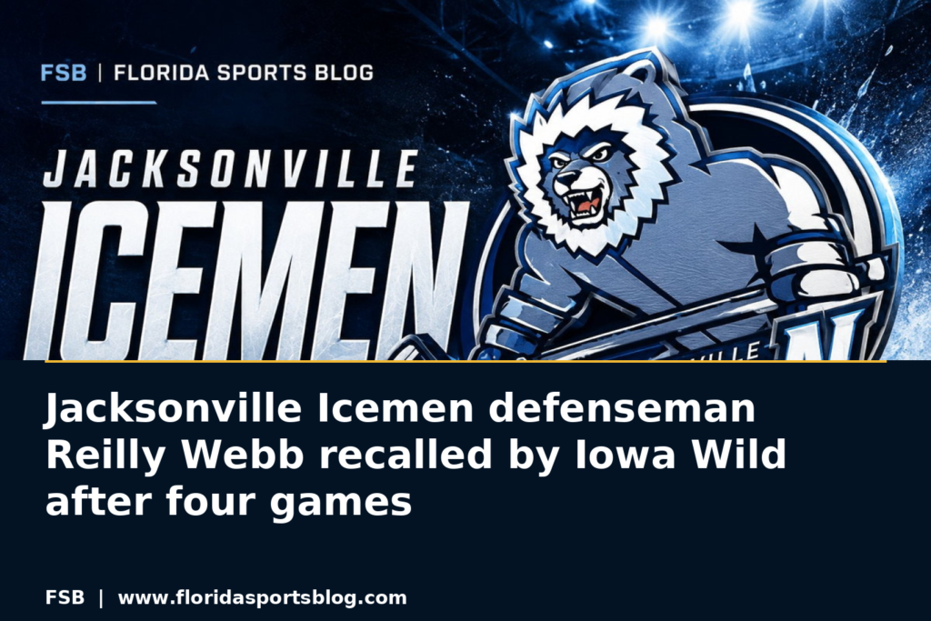 Jacksonville Icemen defenseman Reilly Webb recalled by Iowa Wild after four games featured image