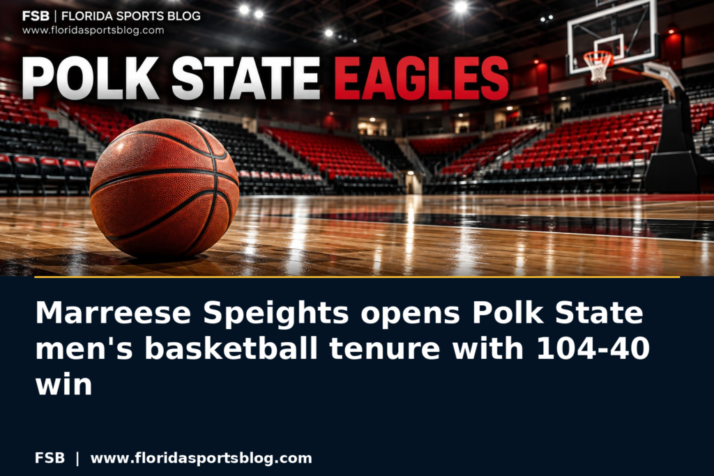 Marreese Speights opens Polk State men's basketball tenure with 104-40 win featured image