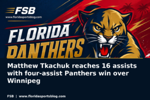 Matthew Tkachuk reaches 16 assists with four-assist Panthers win over Winnipeg