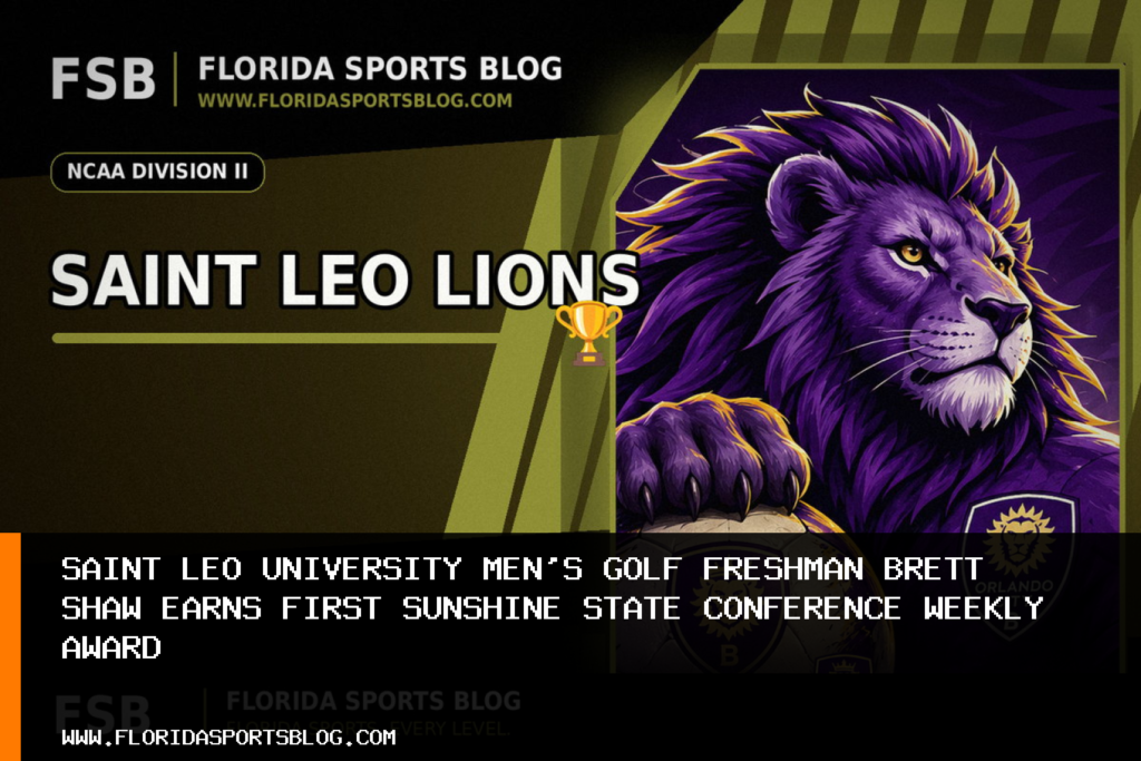 Saint Leo University men's golf freshman Brett Shaw earns first Sunshine State Conference weekly award featured image