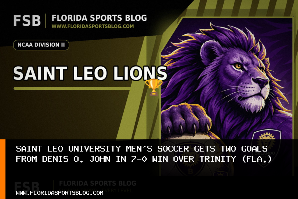 Saint Leo University men's soccer gets two goals from Denis O. John in 7-0 win over Trinity (Fla.) featured image