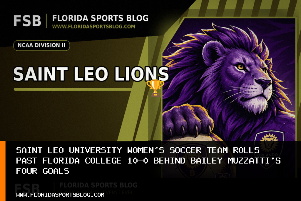 Saint Leo University women's soccer team rolls past Florida College 10-0 behind Bailey Muzzatti's four goals featured image