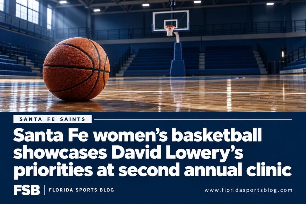 Santa Fe women’s basketball showcases David Lowery’s priorities at second annual clinic — FSB conceptual illustration.