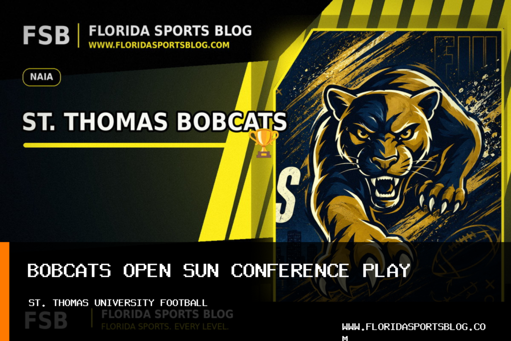St. Thomas University Bobcats men's football improves to 5-0 with 46-13 win at Ave Maria University featured image