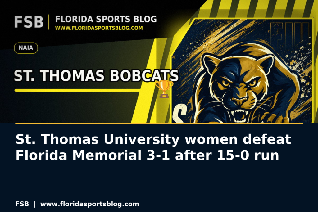 St. Thomas University women defeat Florida Memorial 3-1 after 15-0 run featured image